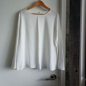 Uniqlo white long bell sleeve blouse